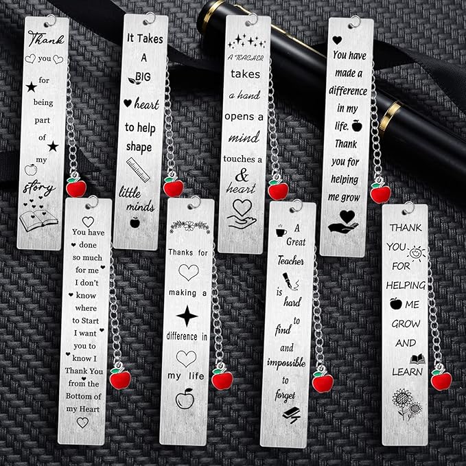 8PCS Teacher Thank You Gifts Bookmark Appreciation Bookmark Gifts Teacher Appreciation Presents for Birthday Teacher’s Day Retirement Graduation Back to School Gifts (Teacher)