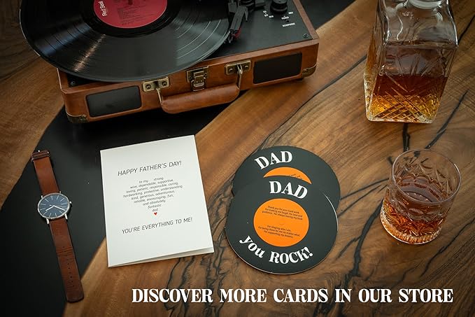 Bee! Father's Day card | Gifts for Dad from daughter, son, kids, wife | Vintage Dad Birthday card | Dad you Rock! - For the Record Vynil Card