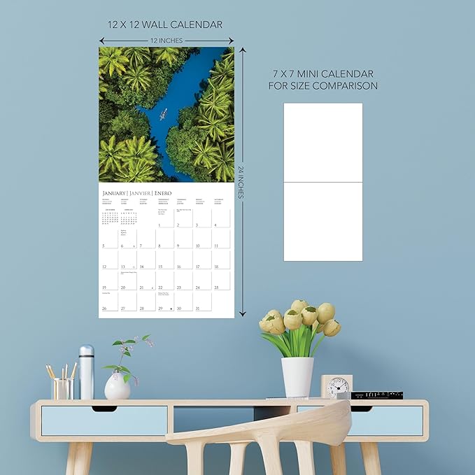 Graphique 2025 Life From Above Wall Calendar | 12” x 12” | Thick Paper | Home & Office Organizer | Large Monthly Grid | 3 Languages & Marked Holidays | 4 Month Preview Page for 2026