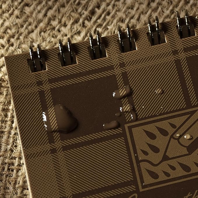 Rite in the Rain Weatherproof Top Spiral Notebook, 3” x 5”, Brown and Tan Plaid Cover, Universal Pattern, 3 Pack (No. PL435-3)