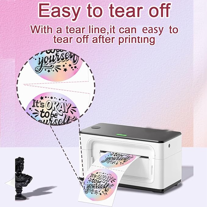 2inch Square Thermal Labels Self-Adhesive, Circle Thermal Printer Labels for Business and Home, Thermal Sticker Labels for/Shipping/Packaging/DIY Logo Design/Thanks Card, 420 pcs/3 Roll