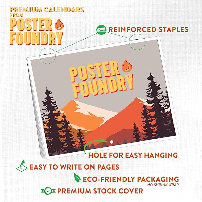 Camping Calendar 2025 Outdoors Nature Monthly Wall Calender 12 Month | American Made In The USA