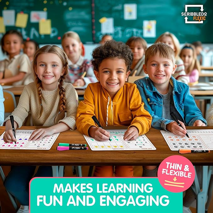 SCRIBBLEDO Bar Model 9”x12” Small White Board Dry Erase Sheets Math Manipulatives Number Chart Ten Frame Number Line Math Supplies Teacher Students Classroom Pack of 10 Sheets