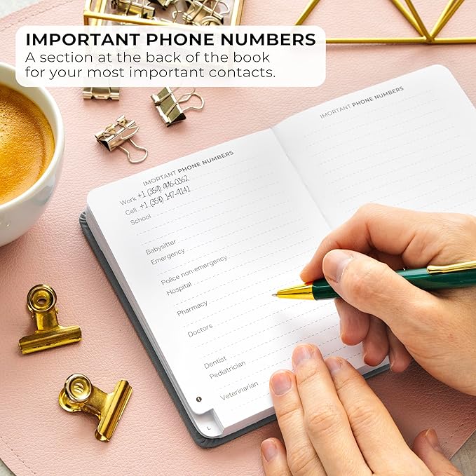 Clever Fox Address Book with alphabetic tabs - PU Leather Telephone and Address Book for Keeping Contacts Safe, Contact Organizer Journal, Small Size (4.0″ x 5.5″), Hardcover, Silver Black