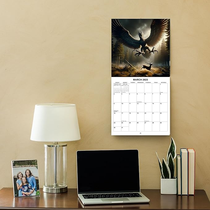 2025 Cryptids Monthly Wall Calendar - Illustrations of Bigfoot, Loch Ness Monster and Other Cryptids | 12" x 24" | Thick Sturdy Paper | Cryptozoology Calendar 2024-2025