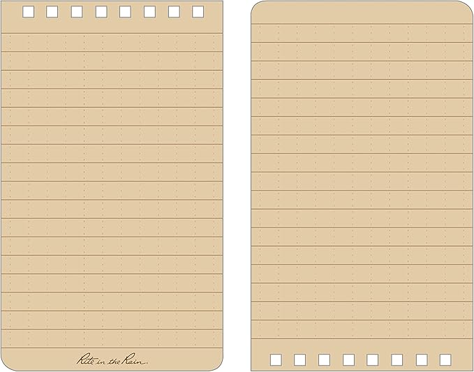 Rite in the Rain Weatherproof Top Spiral Notebooks, 3" x 5", Tan Cover, 3 Pack (No. 935T-3X)