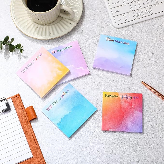 12 Pieces Snarky Office Sticky Notes Funny Note Pads Work Sucks Complaining Quotes Vibrant Negative Passive Office Notepads Adhesive Memo Pad for Colleague Supplies, 3 x 3 Inch(Lovely Style)