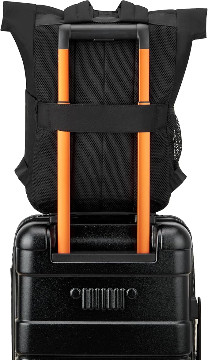 Jeep JS016D Rolltop Travel Backpack, Black, 17" Laptop