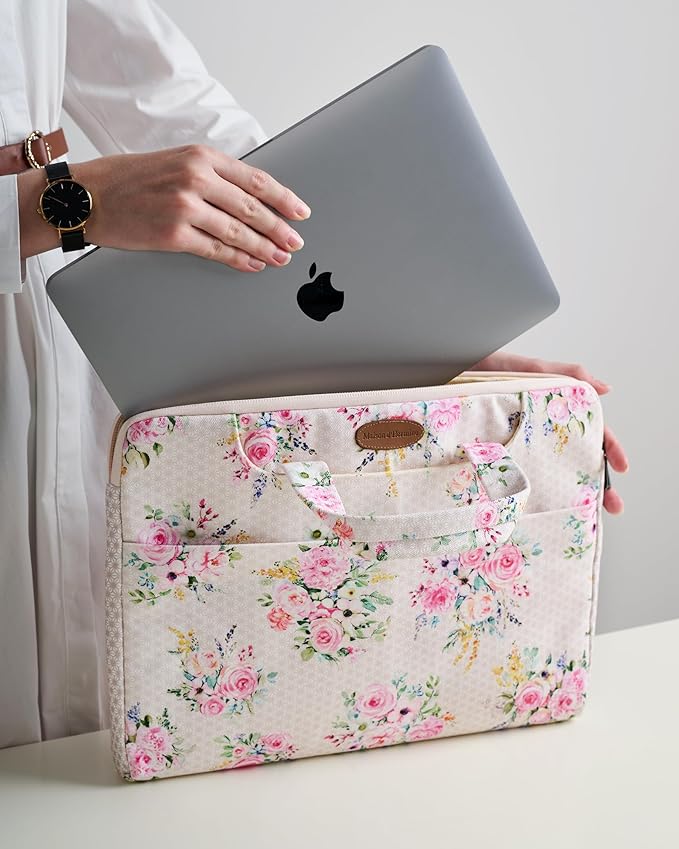 Maison d'Hermine Laptop Bag upto 15.6 inch Stain and water repellent Cotton canvas - Sweetrose Lavender