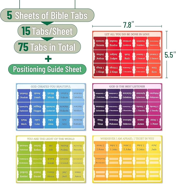 Mr. Pen- Bible Tabs, 75 Tabs, Rainbow Theme, Laminated Bible Tabs for Women and Men, Bible Tabs for Study Bible, Bible Index Tabs, Bible Book Tabs, Bible Labels Tabs, Mr Pen Bible Tabs