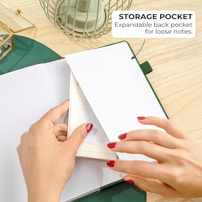 Clever Fox Dotted Journal 2.0 – Compact Planning and Sketching Dot Grid Notebook 120 GSM Thick, No-Bleed Paper – Planner with Pen Loop, Pocket, Ribbons, Stickers A5 - Forest Green