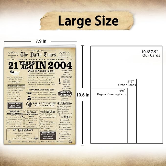 Funny 21st Birthday Gift for Men Women, Cheers to 21 Year Old Birthday Card for Him Her,Big 21st Party Birthday Decorations Gifts for Girls Boys