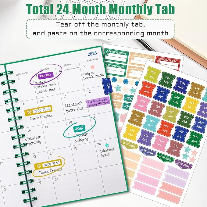 Academic Planner 2025-2026, Weekly and Monthly 2025-2026- From January 2025 - June 2026, Planning Calendar 2025-2026, 5.7" x 8.2", Dark Green