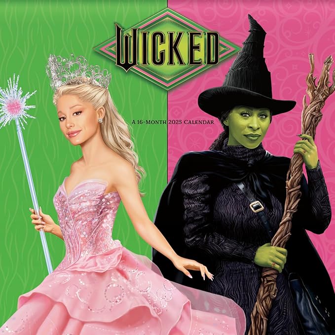 2025 Wicked Movie: Elphaba and Glinda Wall Calendar & Push Pins