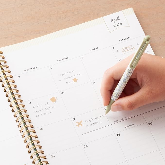 Blue Sky Day Designer 2025 Weekly and Monthly Planner Calendar, January 2025 - December 2025, 8.5" x 11", Flexible Frosted Cover, Wirebound, Storage Pocket, Tile