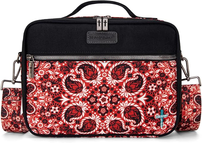 Montana West Bible Book Covers for Women Canves Bible Cases with Zippered Pocket Bible Bags Handheld Crossbody Church Bible Study Supplie