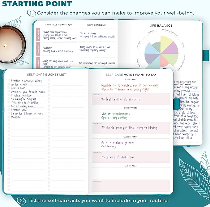 Clever Fox Self-Care Journal – Daily Reflection Notebook – Mental Health & Personal Development Planner, Meditation & Mood Log, A5 (Aquamarine)