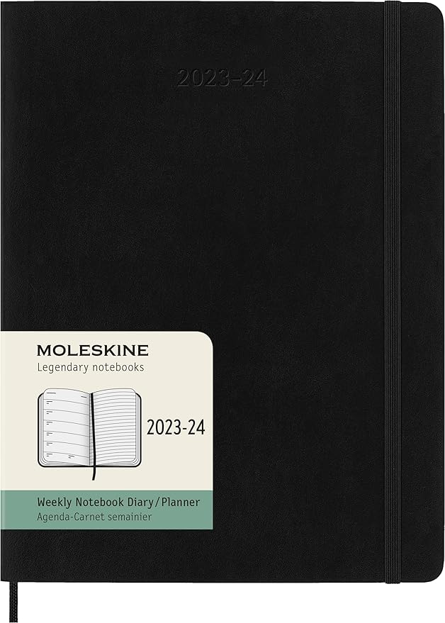 Moleskine Classic 18 Month 2023-2024 Weekly Planner, Soft Cover, Xl (7.5" X 9.75"), Black