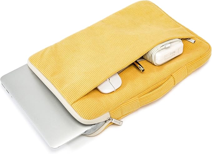 Kinmac Corduroy 360° Protective Water Resistant Laptop Case Bag Sleeve for MacBook Pro 16, and 15 inch-15.6 inch Laptop (Yellow)