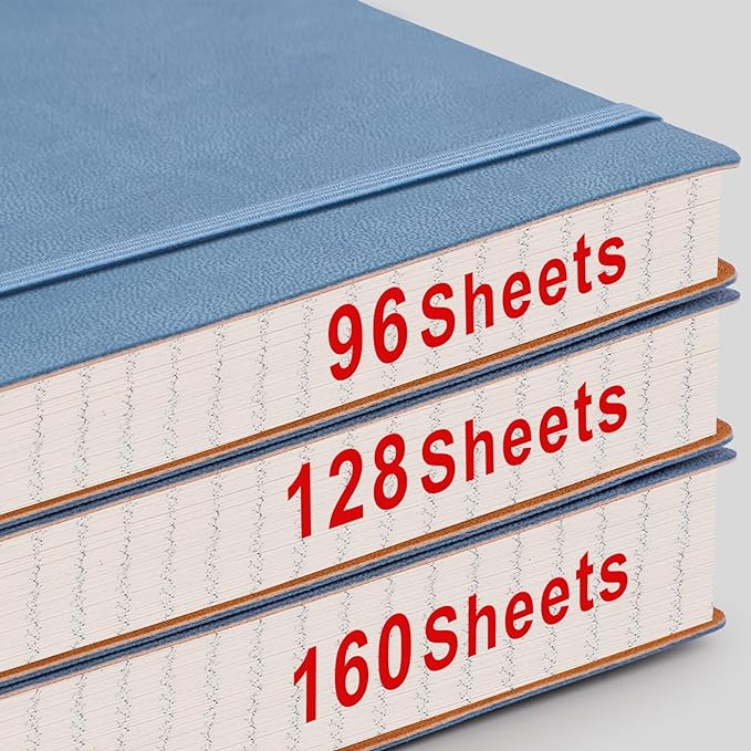 AHGXG Graph Paper Notebook - 320 Pages Grid Paper Notebook Large Journal B5, 100gsm Thick Graph Paper, Leather Softcover, Inner Pocket, 7.6'' X 10''- GrayBlue