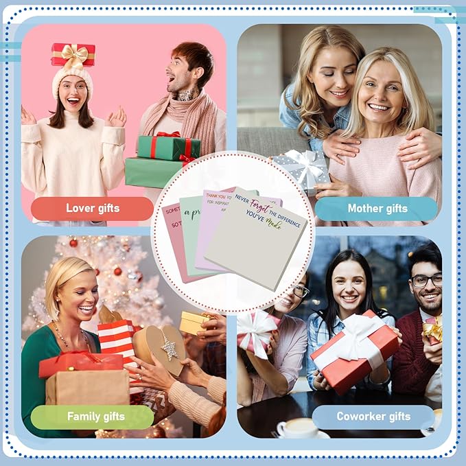 Yinder 24 Pcs Employee Appreciation Sticky Notes Thank You Gifts Bulk Note Pads with Sayings Teacher Gift Mini Pocket Inspirational Notepads for Coworker Office Supply 3 x 3''(Aesthetics,Thanks)