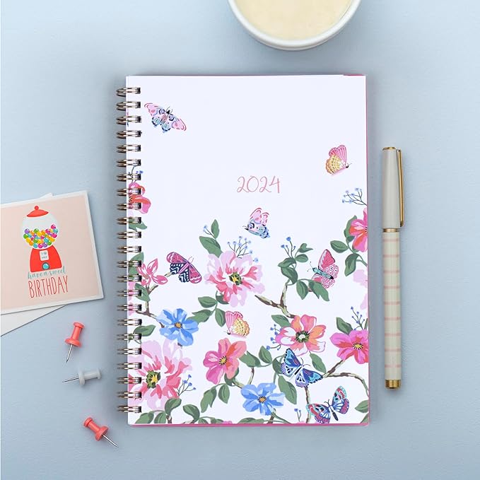 Blue Sky 2024 Weekly and Monthly Planner, January - December, 5" x 8", Frosted Cover, Wirebound, Fly By (140196-24)
