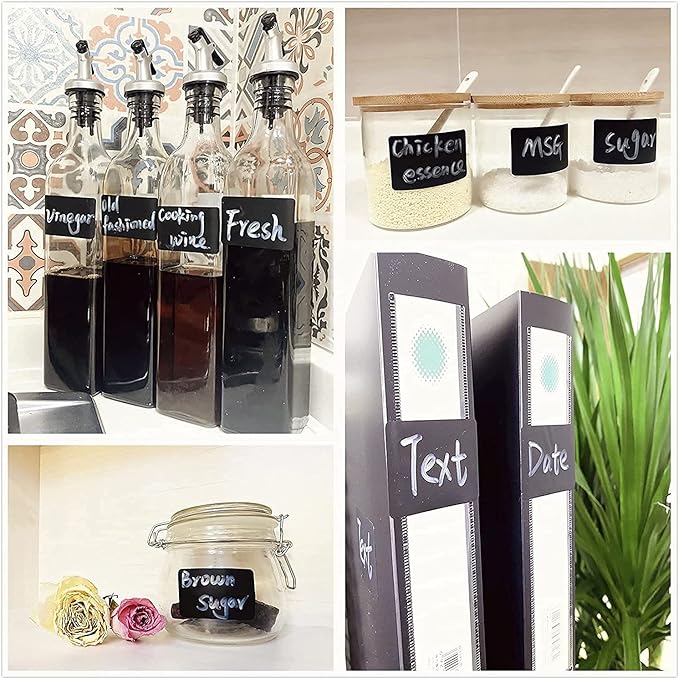 Wavy Shape Chalkboard Labels,Erasable Reusable Blackboard Stickers with 1 Liquid Chalk Pen,150 Pieces,for Jars, Spice, Craft, Home, Kitchen, Parties Decoration, Craft Rooms, Weddings