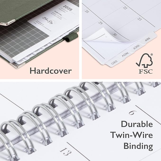 Blue Sky 2025 Weekly and Monthly Planner Calendar, January 2025 - December 2025, 5" x 8", Hardcover, Laminated Tabs, Wirebound, Storage Pocket, Slate Gray (Slate Gray- 2025, 5" x 8")