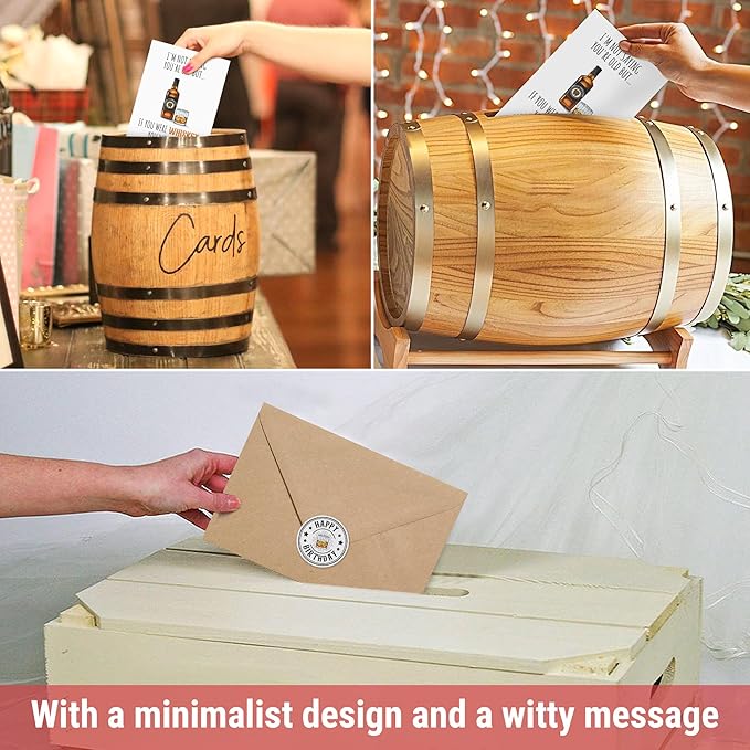 Funny Birthday Card for Men, Husband, Him, Boyfriend, Humorous Bday Gifts For 40th 50th 60th 70th 80th, Whiskey Greeting Birthday Card Premium Quality Cardstock, Kraft Envelope & Sticker