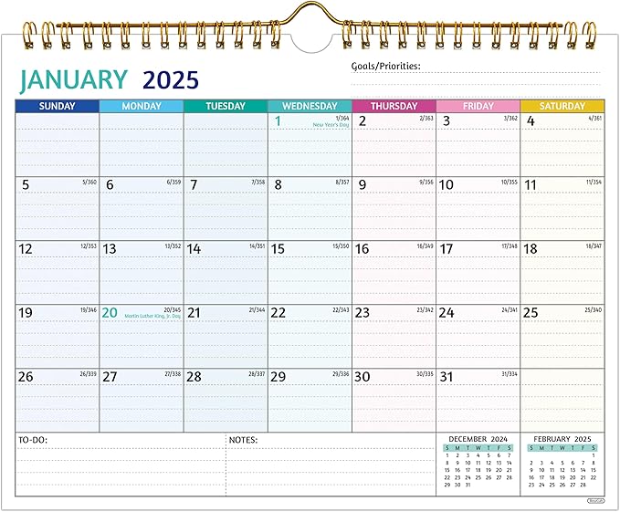 Wall Calendar 2025-2026 – 2 Year Calendar 2025-2026, 11 x 8.5 In, Jan 2025 - Dec 2026, 2025 Calendar 24 Months, Small Monthly Calendar 2025, with Ruled Blocks, Thick Paper, Holidays, To-dos ＆ Notes