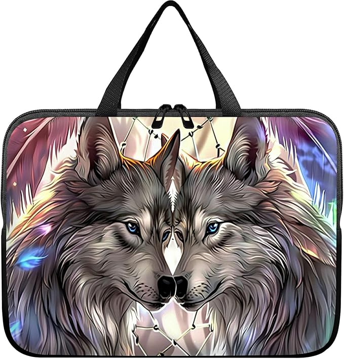 Laptop Sleeve Case Bag 13 inch, Couple Wolf Slim Carrying Case Durable Handbag Travel Laptop Bag for 13 inch MacBook Air M3/M2/Pro M2/ 13" iPad Pro/Air M4/M2 2024