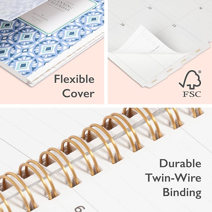 Blue Sky Day Designer 2025 Weekly and Monthly Planner Calendar, January 2025 - December 2025, 8.5" x 11", Flexible Frosted Cover, Wirebound, Storage Pocket, Tile