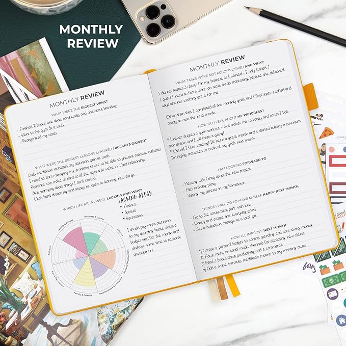 Clever Fox Dated Planner Premium Edition – 2025-2026 Weekly Planner for Planning, Goal Setting & Time Management – Planner Notebook with Habit Tracker & to-do List – A5 Size (Amber Yellow)