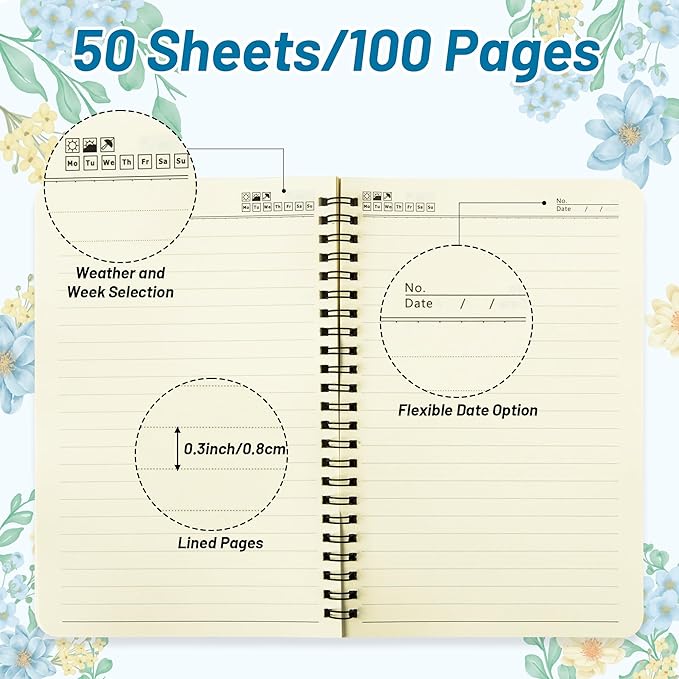 2Pack A5 Floral Cross Religious Spiral Notebooks - Bible Verses Writing Notebooks, Ruled Hardbound Lined Journal, Inspirational Christian Christmas Gift, Sunday School Supply (Pink & Blue)