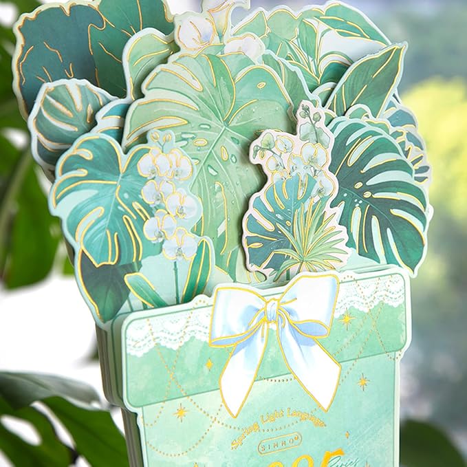 2025 Creative Desk Calendar Unique Flower Basket Shape Memo Notes Planner Calendar 8.5" x 6" - Monstera