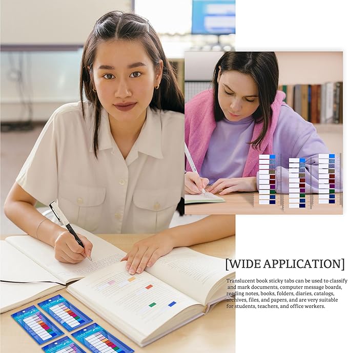 Golcellia 1000 Pieces Sticky Tabs Diamond Laser Page Markers, Transparent Sticky Note Tabs Colored Writable and Repositionable Index Tabs, Tabs for Annotating Books