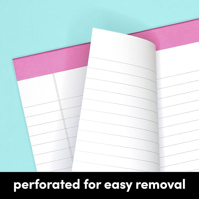 PAPERAGE Lined Legal Pads, (Rainbow), 6 Pack, 50 Sheets Each, Wide/Legal Ruled, Note Pads, Paper, 8.5 inches x 11 inches