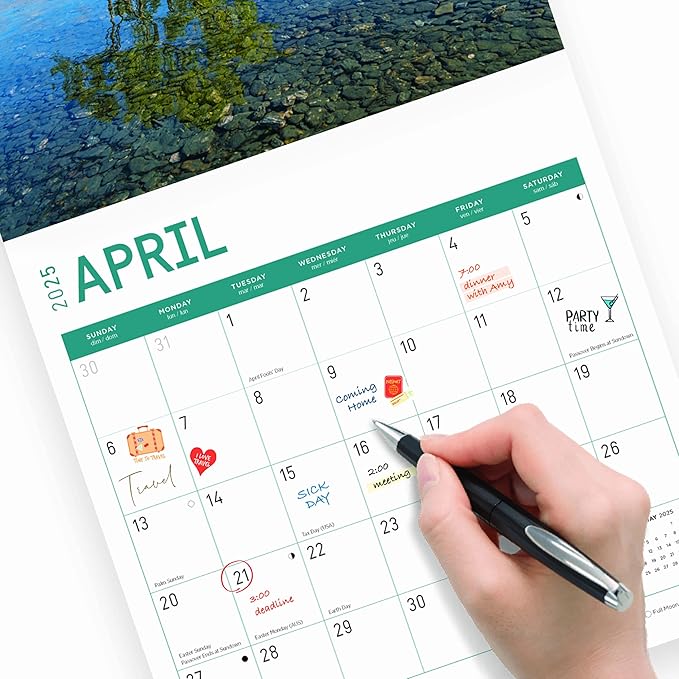 2025 Paradise Monthly Wall Calendar by Bright Day, Includes Over 300 Stickers, 12 x 12 Inch