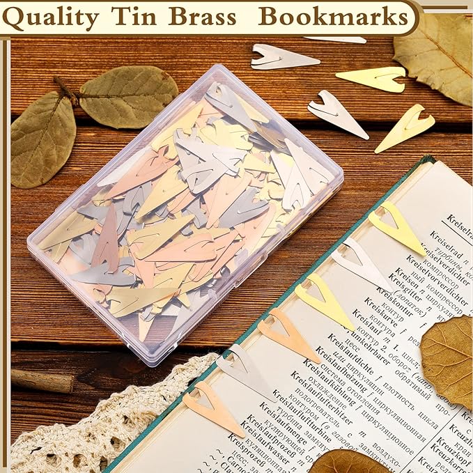 180 Pieces Book Darts Bookmarks Bulk Metal Page Markers Mixed Book Line Marker Silver Gold Orange Book Markers Brass Page Darts Mixed Book Markers Gift for Women Men Readers Book Lovers Christmas