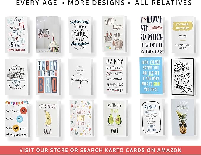 Karto Funny Birthday Card for Men Women - Large 5.5x8.5 inch Happy Birthday Cards for Mom Dad Brother Sister - 30th 40th 50th 60th 70th - Injuries