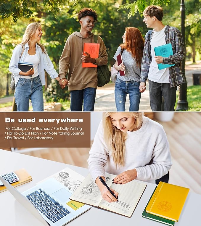 Lined Journal Notebook for Women Men,256 Pages A4 Large Hardcover Leather Journals for Writing,Travel,Business,Work,School,College Ruled Notebooks for Note Taking,Diary Notepad 8.6"×11" (Green)