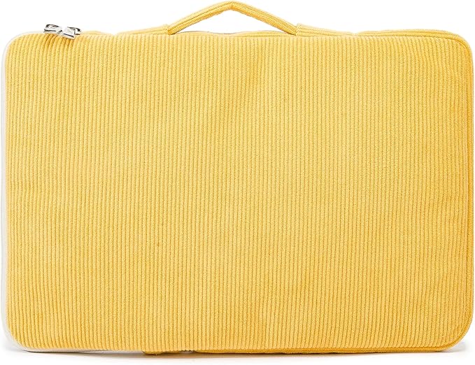 Kinmac Corduroy 360° Protective Water Resistant Laptop Case Bag Sleeve for MacBook Pro 16, and 15 inch-15.6 inch Laptop (Yellow)