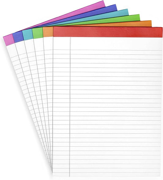 PAPERAGE Lined Legal Pads, (Rainbow), 6 Pack, 50 Sheets Each, Wide/Legal Ruled, Note Pads, Paper, 8.5 inches x 11 inches