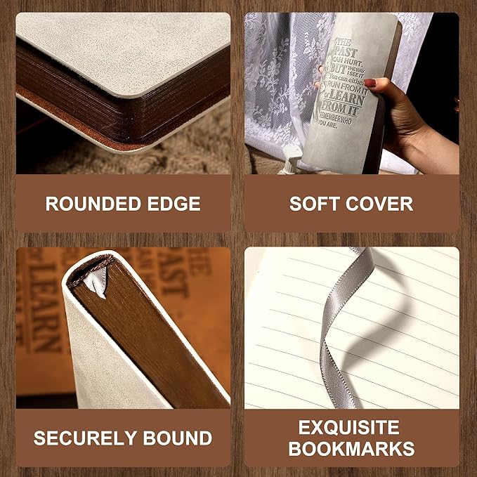 Leather Journal for Men Soft Cover 256 Pages Lined Journals for Writing A5 Lion Journaling Notebooks Vintage Inspirational Diary, 5.7" x 8.3", Grey