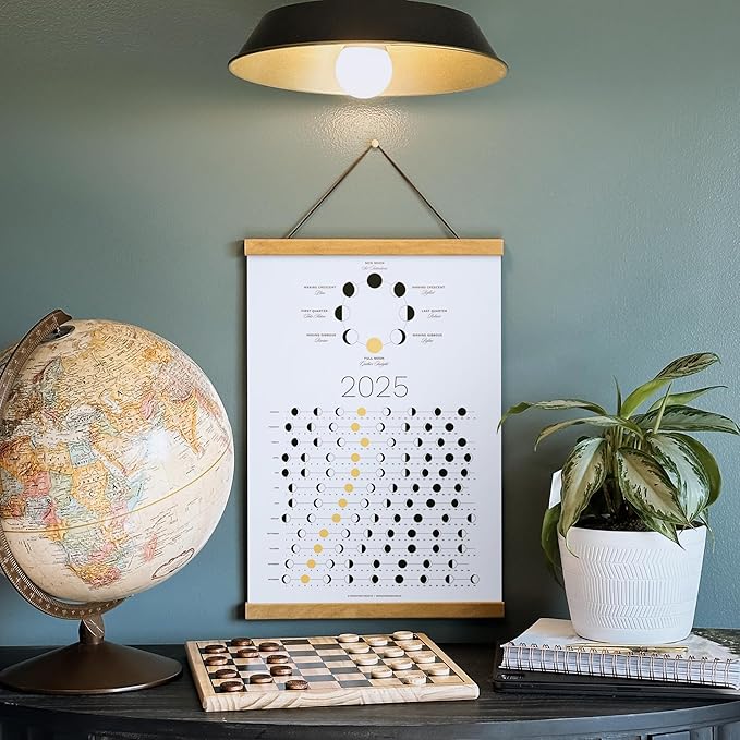2025 Moon Phase Calendar (SHIPS FLAT) - Hangable Light Lunar Wall Poster - Great as a Unique Gift, Moon Tracking, Wall Décor & Art, Astrology Decorations - A Celestial Calendar - by Thankful Greetings