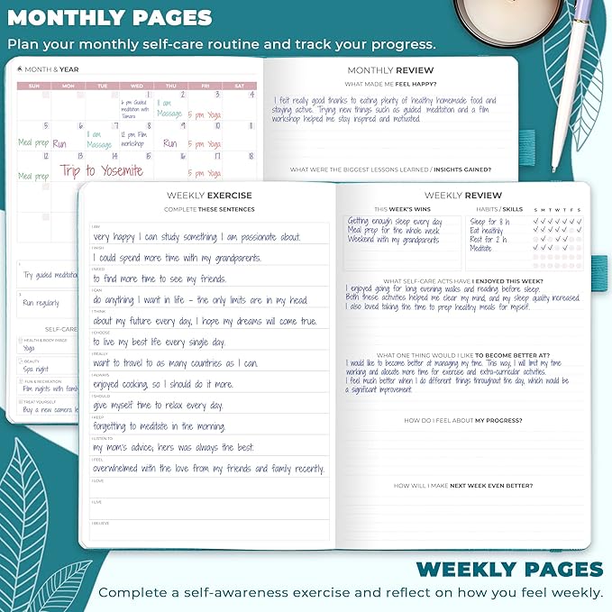 Clever Fox Self-Care Journal – Wellness & Daily Reflection Notebook – Mental Health & Personal Development Journal – Self-Care, Meditation & Mood Journal for Women & Men – Large (Aquamarine)