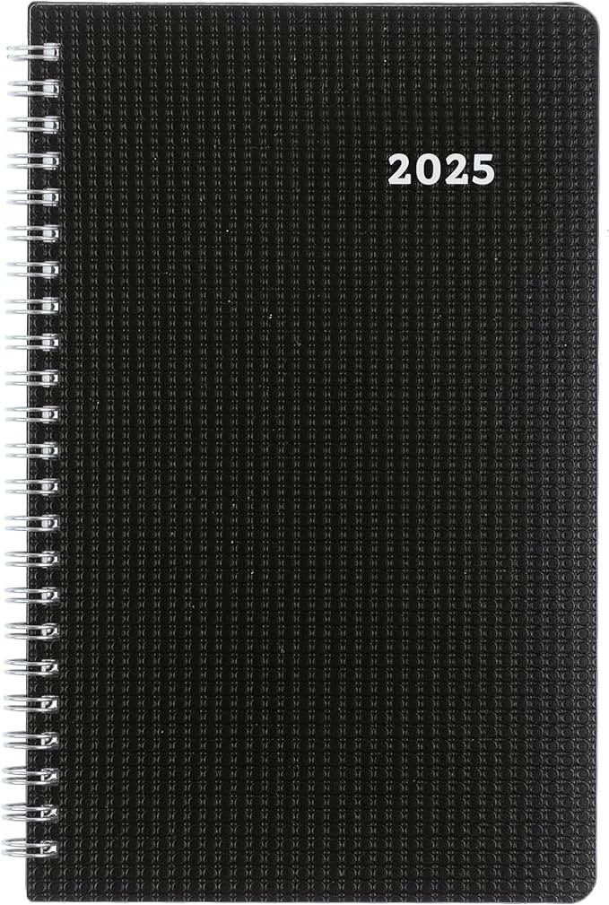Brownline® 2025 DuraFlex Weekly Planner, Appointment Book, 12 Months, January to December, Twin-Wire Binding, 8" x 5", Black (CB75V.BLK-25)