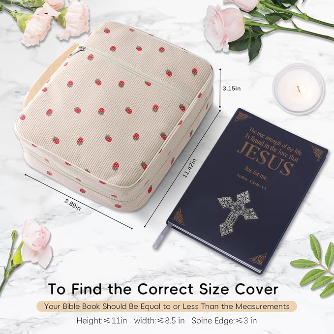 Bible Cover Case for Women,Large Bible Tote Bags for Women Organizer Corduroy Bible Carrying Case for Girls,Bible Study Supplies Accessories Christian Gifts for Women