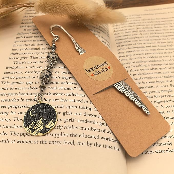 Retro Metal Bookmark for Bookish Gifts Funny Inspired Book Mark Book Accessories Book Lover Gifts for Women Men(Moon and Star-Gold)