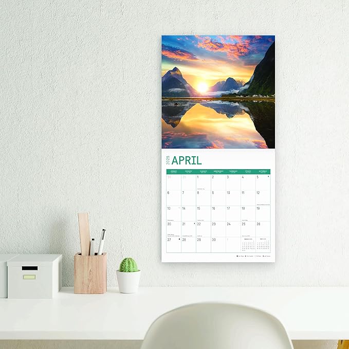 2025 National Parks Monthly Wall Calendar by Bright Day, Includes Over 300 Stickers, 12 x 12 Inch